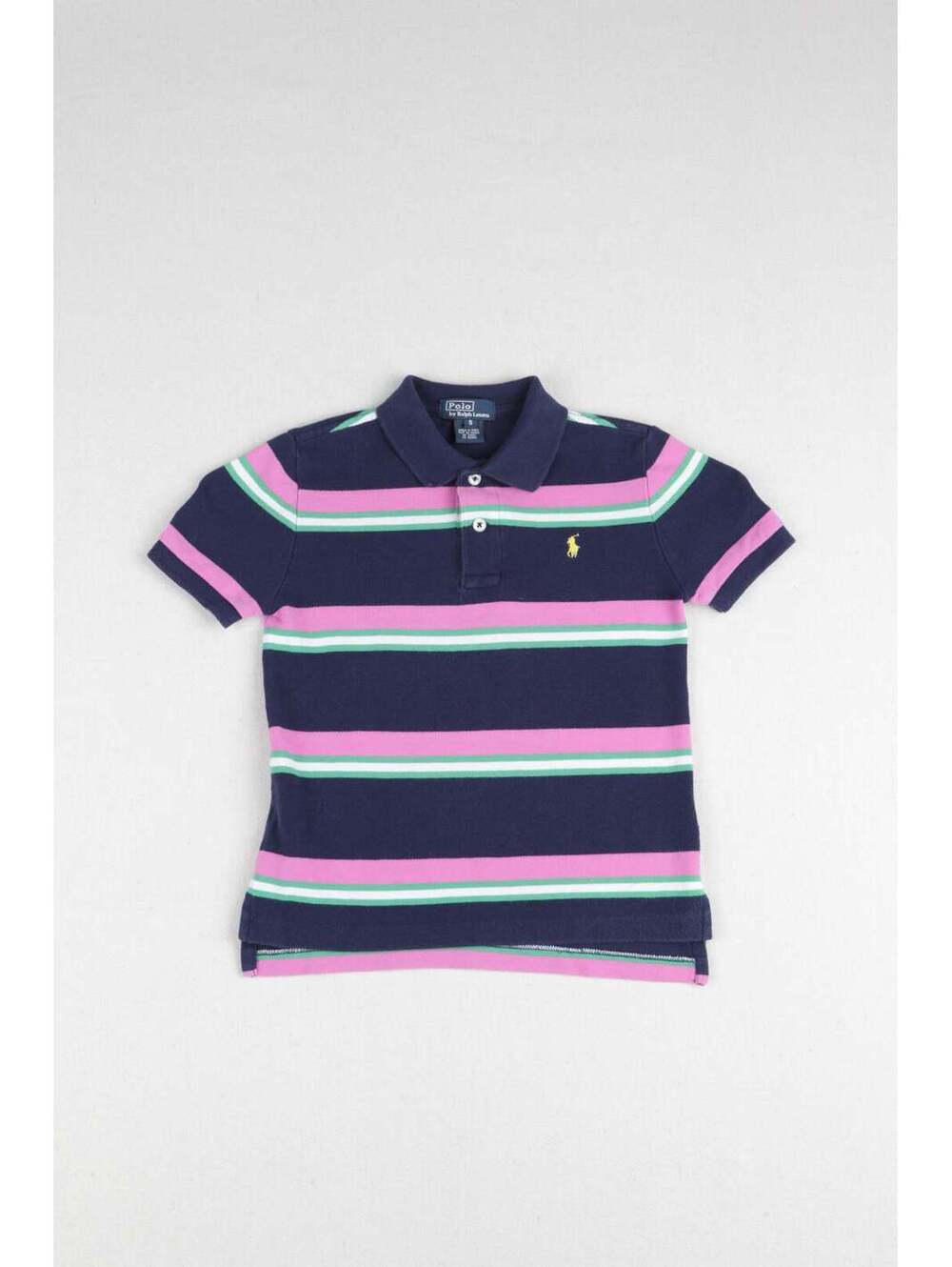 Polo Ralph Lauren Kids Navy Pink Stripe Short Sleeve Polo - Picture 2 of 5